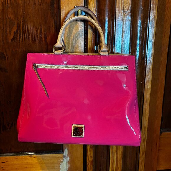 Dooney & Bourke Hot Pink Patent Leather Zip Satchel - Picture 1 of 7